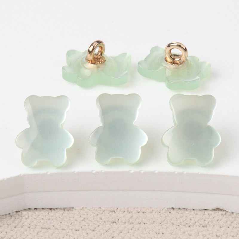 12mm Resin Pearlized Bear Shaped Buttons for Children's Clothing 30 Pack - Lots of Buttons