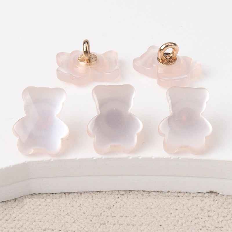 12mm Resin Pearlized Bear Shaped Buttons for Children's Clothing 30 Pack - Lots of Buttons