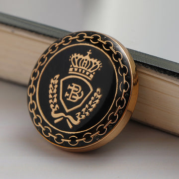 Vintage British College Style Crown Chain Pattern Alloy Jacket Buttons 10pcs - Lots of Buttons