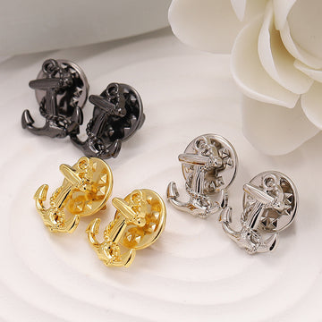 13x15mm Zinc Alloy Anchor Brooch for Men 10pcs - Lots of Buttons