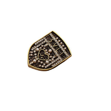 29mm British Palace Shield Shape Diamond Pearl Metal Button 2pcs - Lots of Buttons