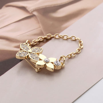 Golden Chain Diamond Petal Alloy Brooch Decorative Pin 2PCS - Lots of Buttons