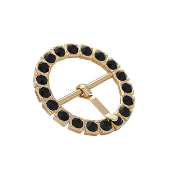 66mm Gold Gear-Shaped Black Diamond Metal Buckle 2pcs - Lots of Buttons