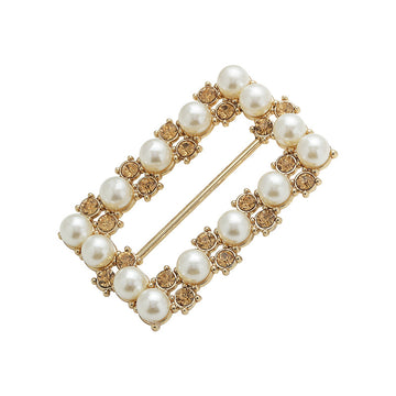 Pearl Diamond Rectangular Metal Belt Decorative Adjustable Buckle - Lots of Buttons