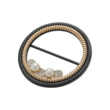 Round Diamond Pearl Black Gold Metal Buckle T-Shirt Knot 2pcs - Lots of Buttons