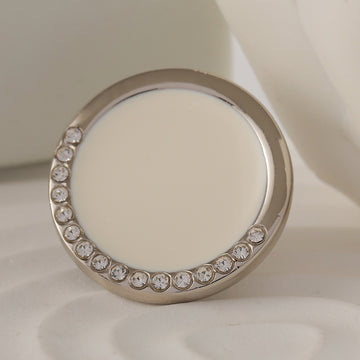18-22mm Round White Black Oiled Diamond Metal Button 6pcs - Lots of Buttons