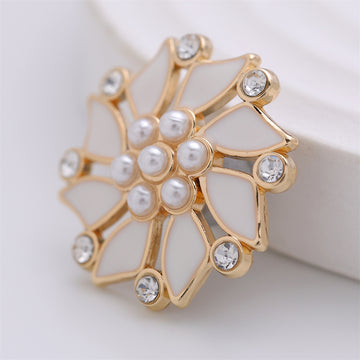 23mm Diamond-Inlaid Pearl Windmill-Shaped Metal Coat Button 6pcs - Lots of Buttons