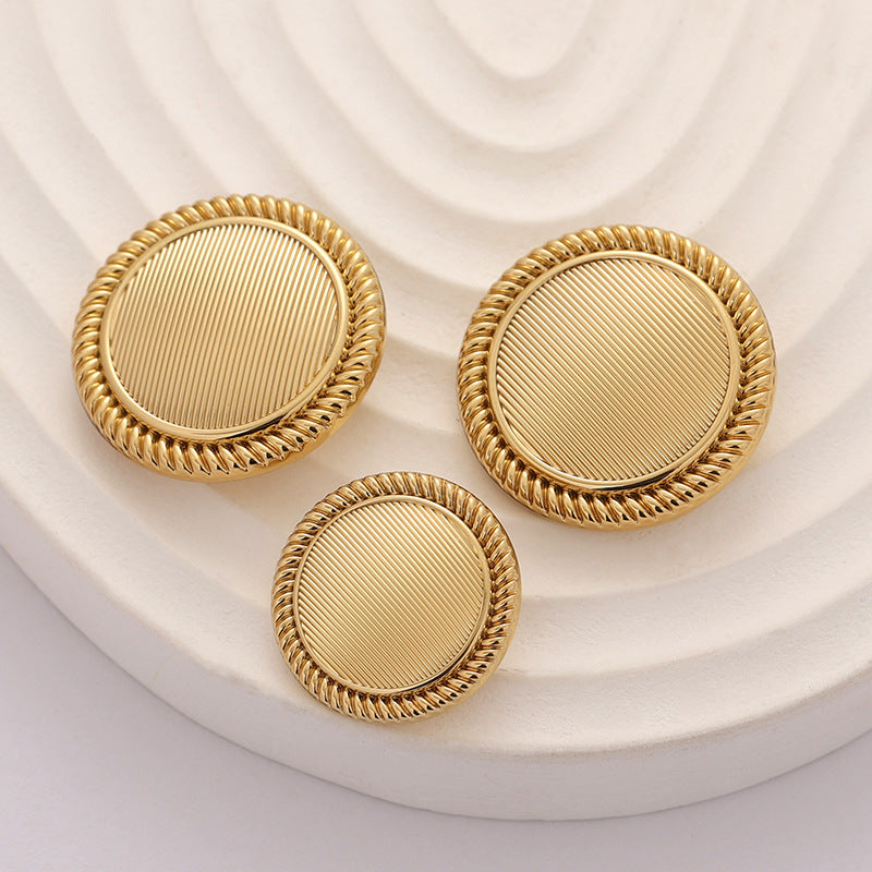 Classic and Simple Striped Gold Metal Button with Handle 10pcs - Lots of Buttons