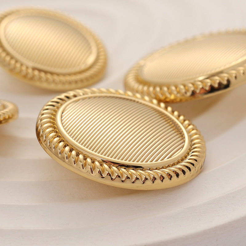 Classic and Simple Striped Gold Metal Button with Handle 10pcs - Lots of Buttons