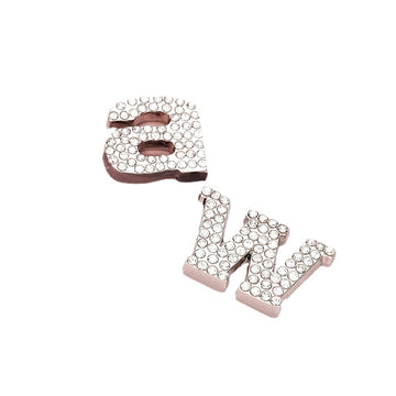 Silver Full-Diamond Letter A W-Shaped Hand-Sewn Metal Button 10pcs - Lots of Buttons