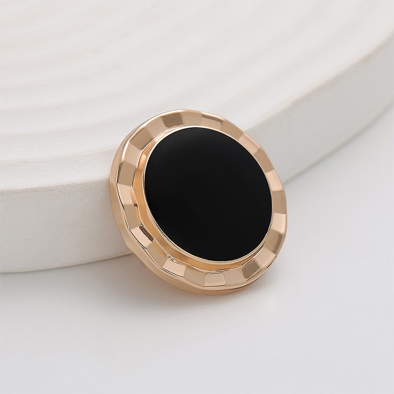 23mm Black Epoxy Gold Metal Button Lotus Leaf Shape 10pcs - Lots of Buttons