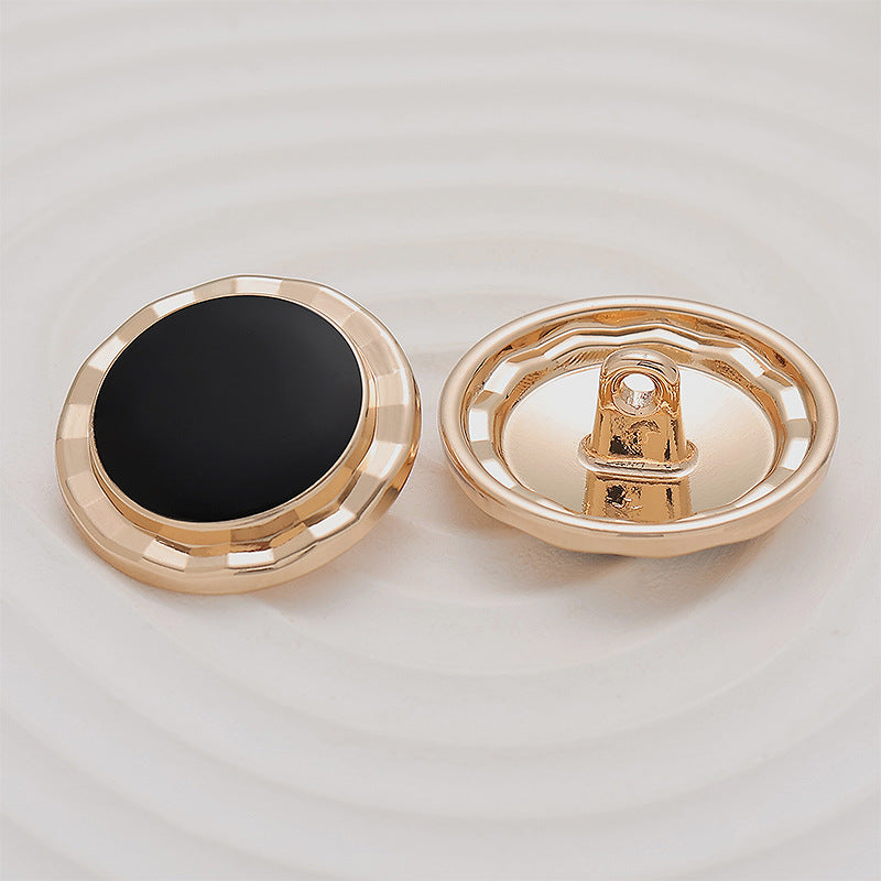 23mm Black Epoxy Gold Metal Button Lotus Leaf Shape 10pcs - Lots of Buttons