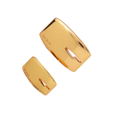 Mirror Gold Rectangular Alloy Metal Shank Coat Button 5pcs - Lots of Buttons