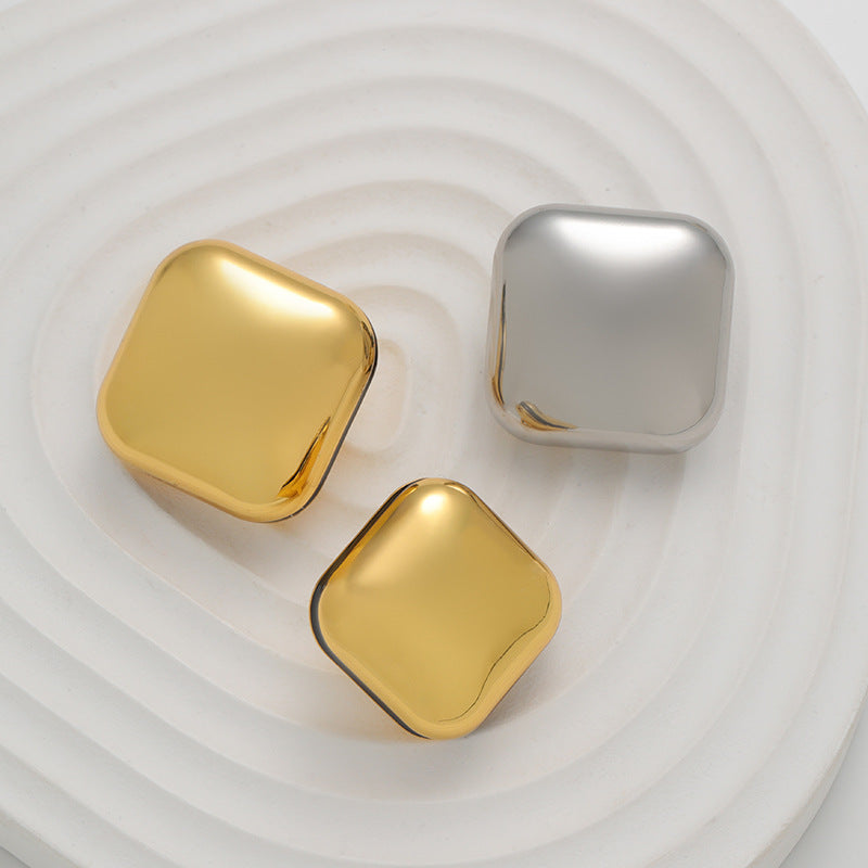 Glossy Hollow Dotted Lacquered 3D Square Metal Button 5pcs - Lots of Buttons