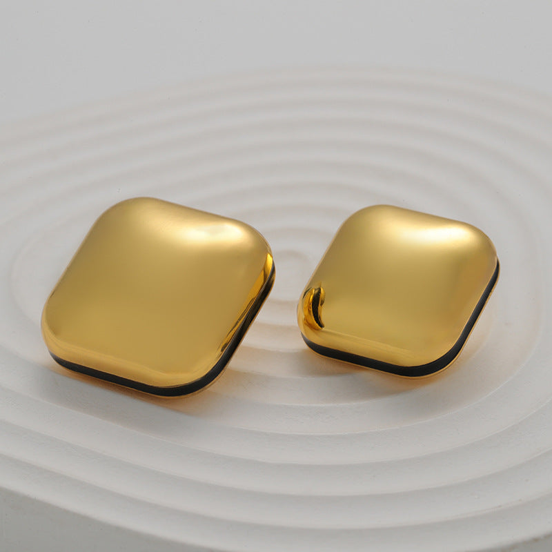 Glossy Hollow Dotted Lacquered 3D Square Metal Button 5pcs - Lots of Buttons