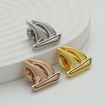 Rose Gold and Silver Luxury Metal Boat-Shaped Brooch Pin 3 Pack - Lots of Buttons