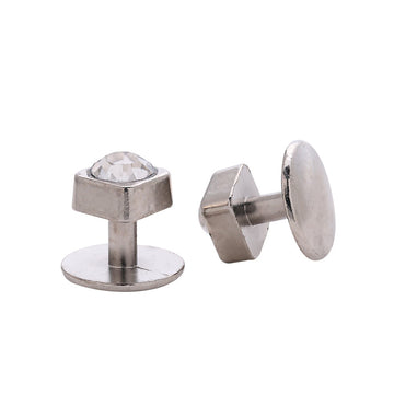 10mm Silver Crystal Cufflinks Fashion Shirt Studs 10pcs - Lots of Buttons