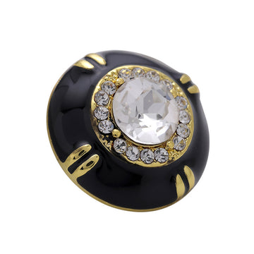 Black White Gold-Trimmed Diamond Metal Epoxy Sewing Button 6pcs - Lots of Buttons