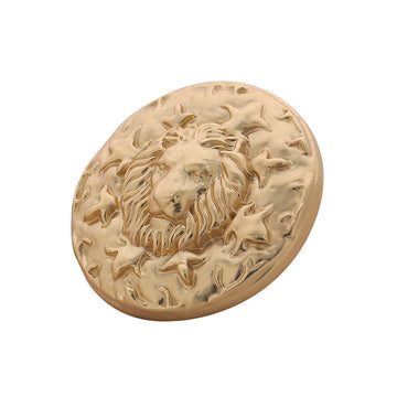 Silver Misty Gold Lion Head Round Metal Button 6pcs - Lots of Buttons
