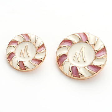 M-Letter Enamel Decorated Rose Gold Metal Buttons with Handle 6pcs - Lots of Buttons