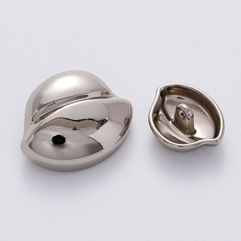 Golden Silver Irregular Clam Shell-Shaped Metal Button 5pcs - Lots of Buttons