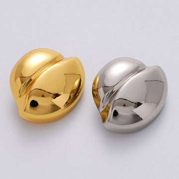 Golden Silver Irregular Clam Shell-Shaped Metal Button 5pcs - Lots of Buttons