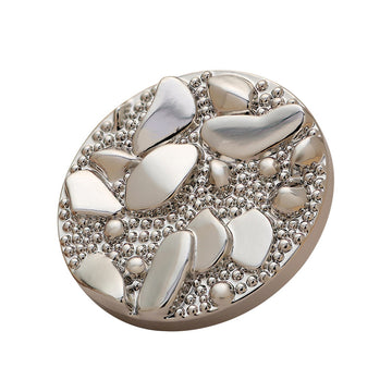 30mm Silver Round Metal Coat Button with Pebble Road Pattern 6pcs - Lots of Buttons