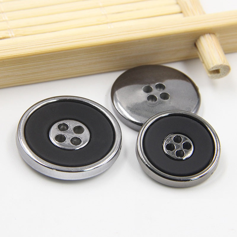 15-28mm Plastic Electroplated Gun Black Coat Buttons 100pcs - Lots of Buttons