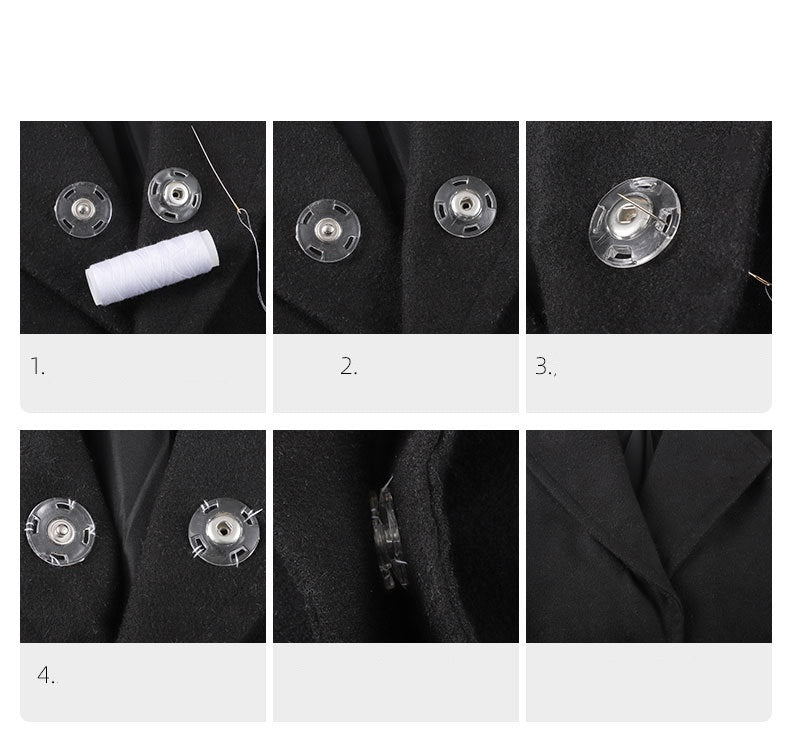 18-25mm průhledné plastové kovové patentky pro kašmírové kabáty 30 ks
