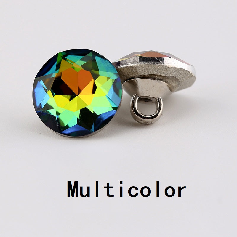10-12mm Crystal Clear Glass Buttons Multi-Faceted 10pcs - Lots of Buttons