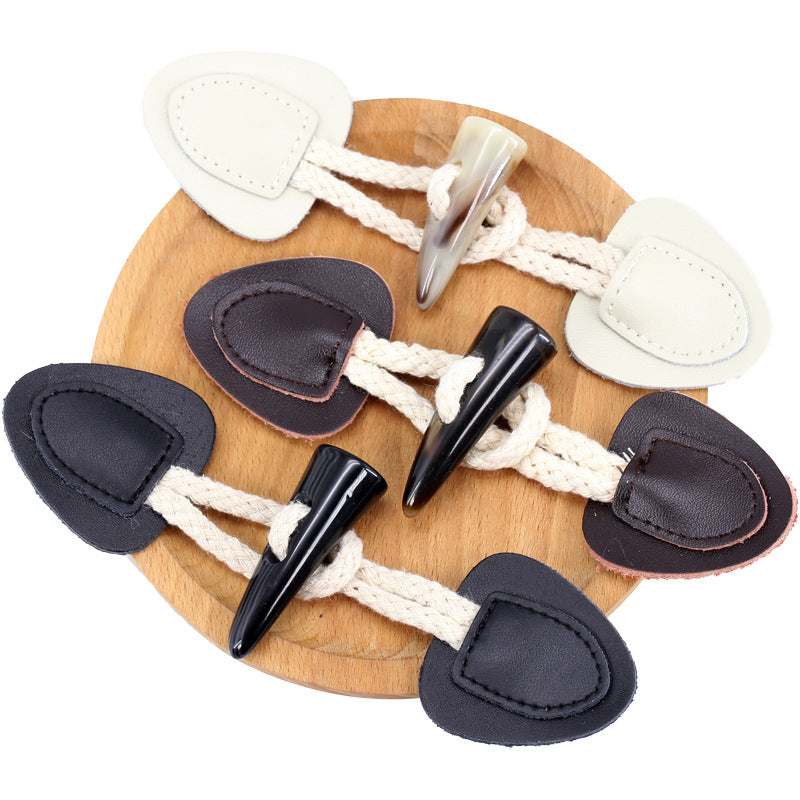 Genuine Leather Horn Toggle Buttons Coat Windbreaker Fasteners 5pcs - Lots of Buttons
