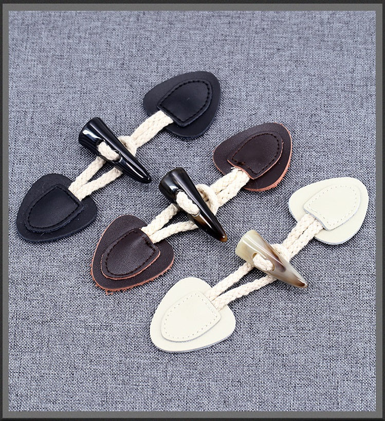 Genuine Leather Horn Toggle Buttons Coat Windbreaker Fasteners 5pcs - Lots of Buttons