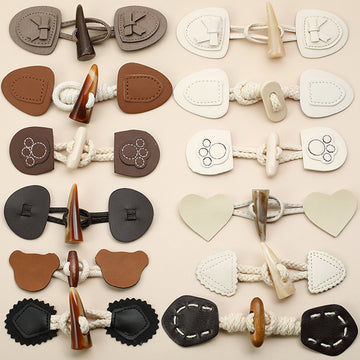 Leather and Resin Horn Buttons - Women's Coat Fasteners 12 Pack - Lots of Buttons