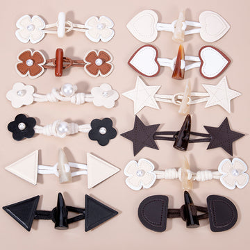 Resin Horn Toggle Retro Heart-Shaped Genuine Leather Button 12 Pack - Lots of Buttons