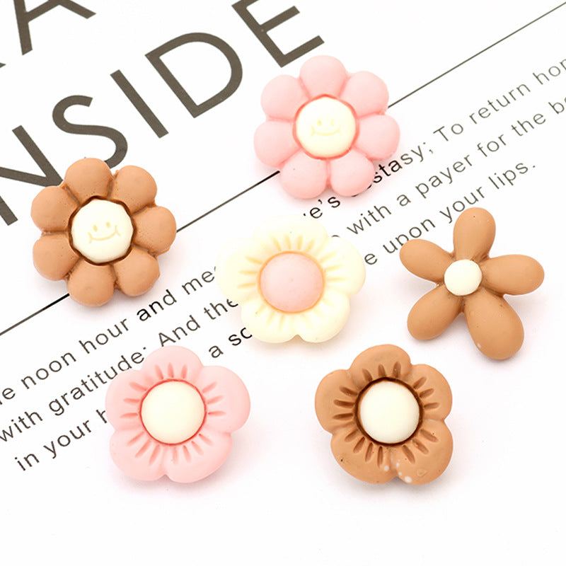 15 Style Colorful Flower Resin Buttons for Children's Sweaters 75 Pack - Lots of Buttons