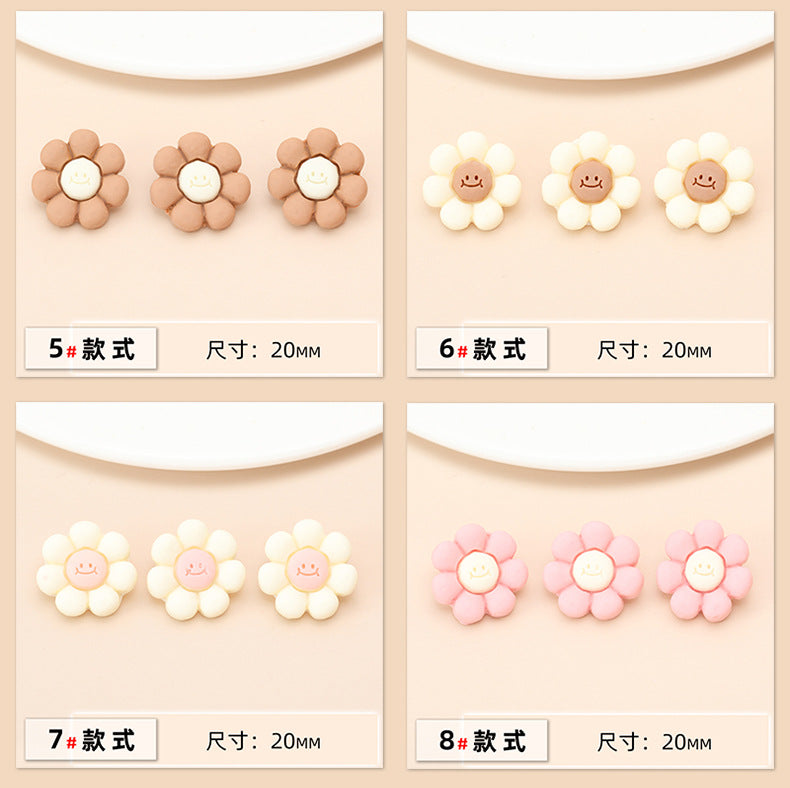 15 Style Colorful Flower Resin Buttons for Children's Sweaters 75 Pack - Lots of Buttons