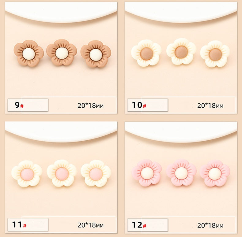15 Style Colorful Flower Resin Buttons for Children's Sweaters 75 Pack - Lots of Buttons