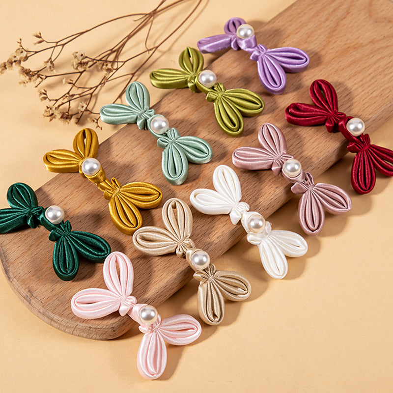 Chinese Handmade Woven Bowknot Pearl Chinese Knot Button 10 Pack - Lots of Buttons