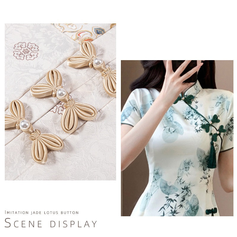Chinese Handmade Woven Bowknot Pearl Chinese Knot Button 10 Pack - Lots of Buttons
