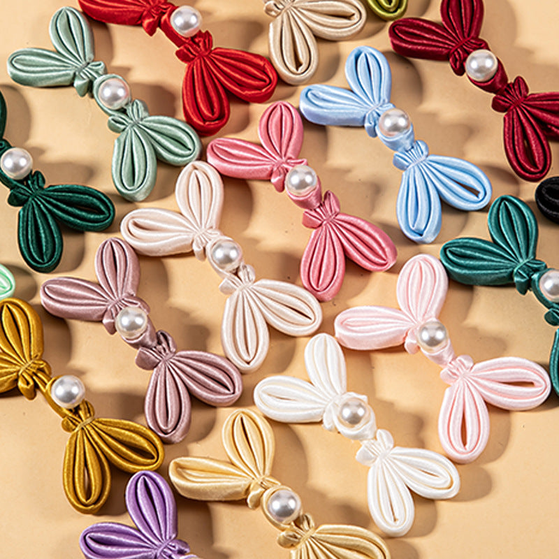Chinese Handmade Woven Bowknot Pearl Chinese Knot Button 10 Pack - Lots of Buttons