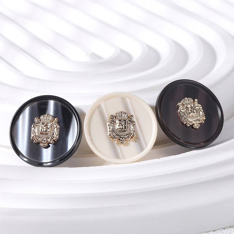 18-25mm Round Resin Metal Crown Buttons 12pcs - Lots of Buttons
