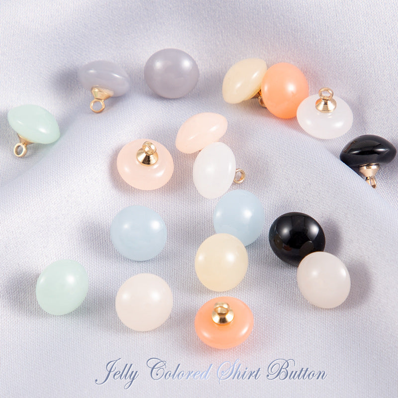 10mm Round Jelly-Colored Resin Buttons for Shirts 50pcs - Lots of Buttons