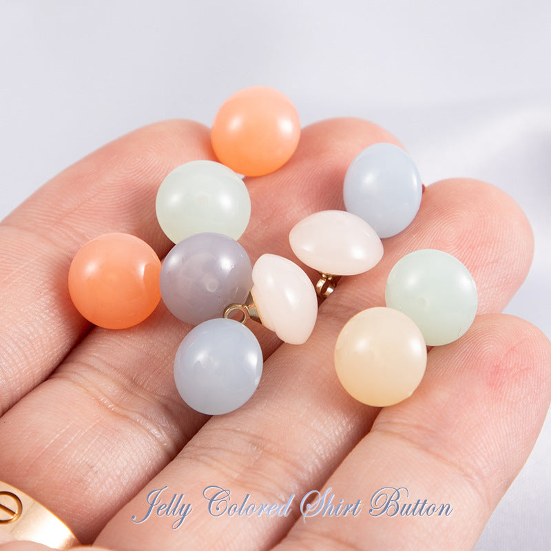 10mm Round Jelly-Colored Resin Buttons for Shirts 50pcs - Lots of Buttons