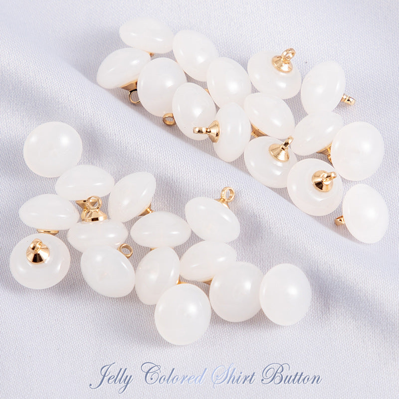 10mm Round Jelly-Colored Resin Buttons for Shirts 50pcs - Lots of Buttons