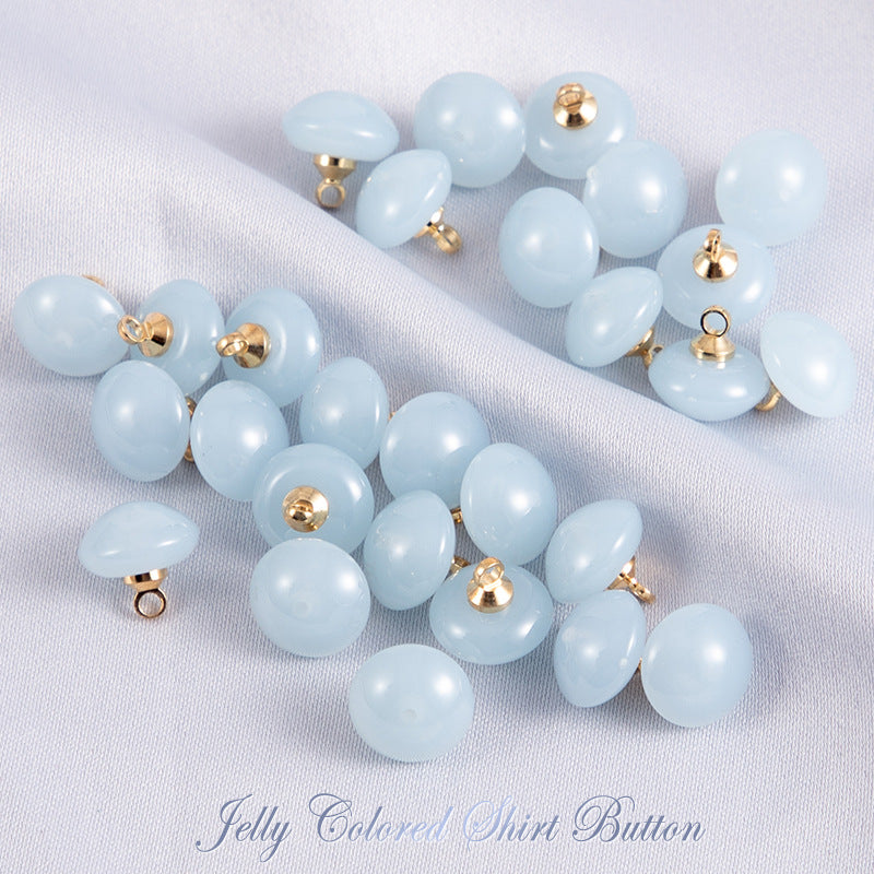 10mm Round Jelly-Colored Resin Buttons for Shirts 50pcs - Lots of Buttons
