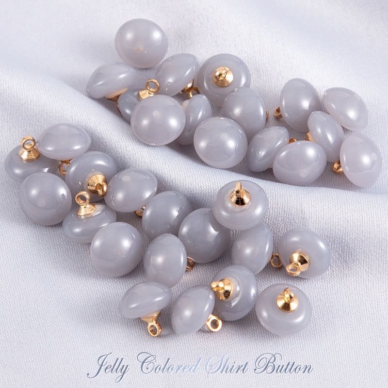 10mm Round Jelly-Colored Resin Buttons for Shirts 50pcs - Lots of Buttons