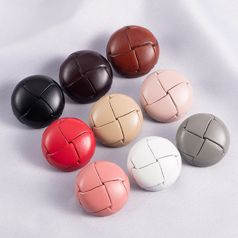 15-28mm Vintage Hand-Woven Genuine Leather Sweater Buttons 5pcs - Lots of Buttons