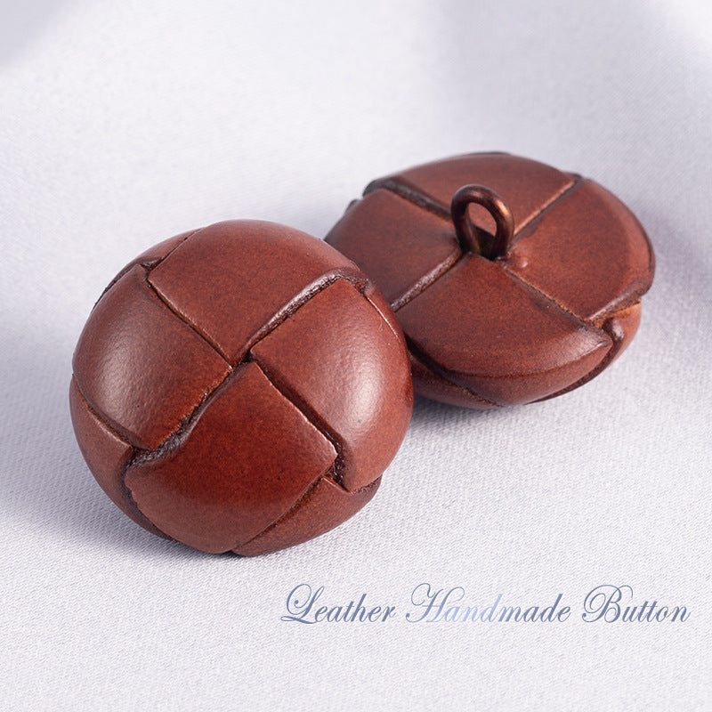15-28mm Vintage Hand-Woven Genuine Leather Sweater Buttons 5pcs - Lots of Buttons
