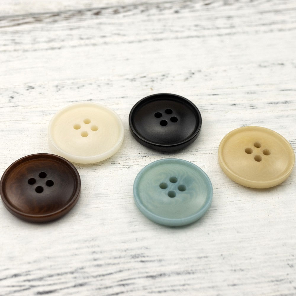 15-25mm Gray-Blue Palm Nut Shell Corozo Four-Hole Buttons 25 Pack
