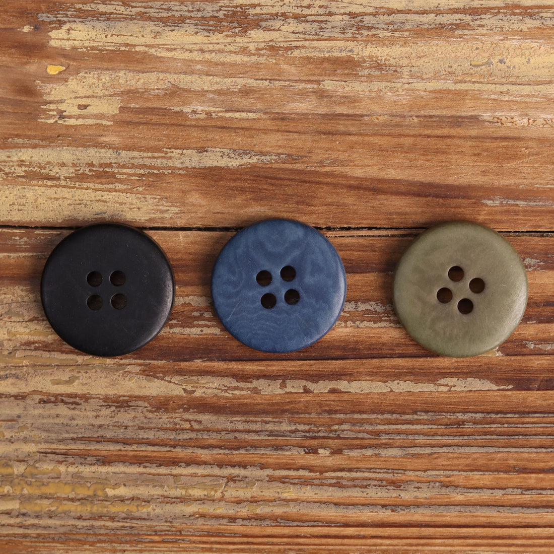 Bowl-Shaped Natural Fruit Buttons Black Blue Green Burned Edges 12PCS
